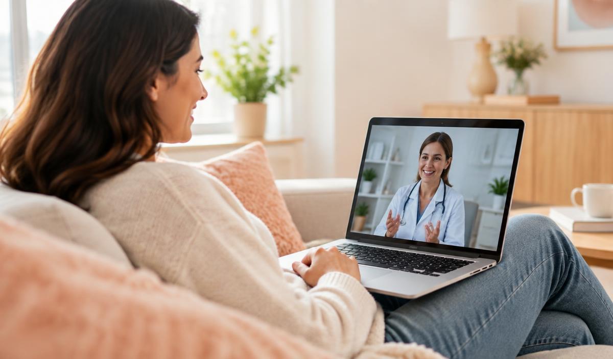 A patient speaking with a clinician by telemedicine